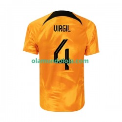 Camisola Países Baixos Virgil 4 Homem Equipamento Primeiro Copa do Mundo 2022 Manga Curta